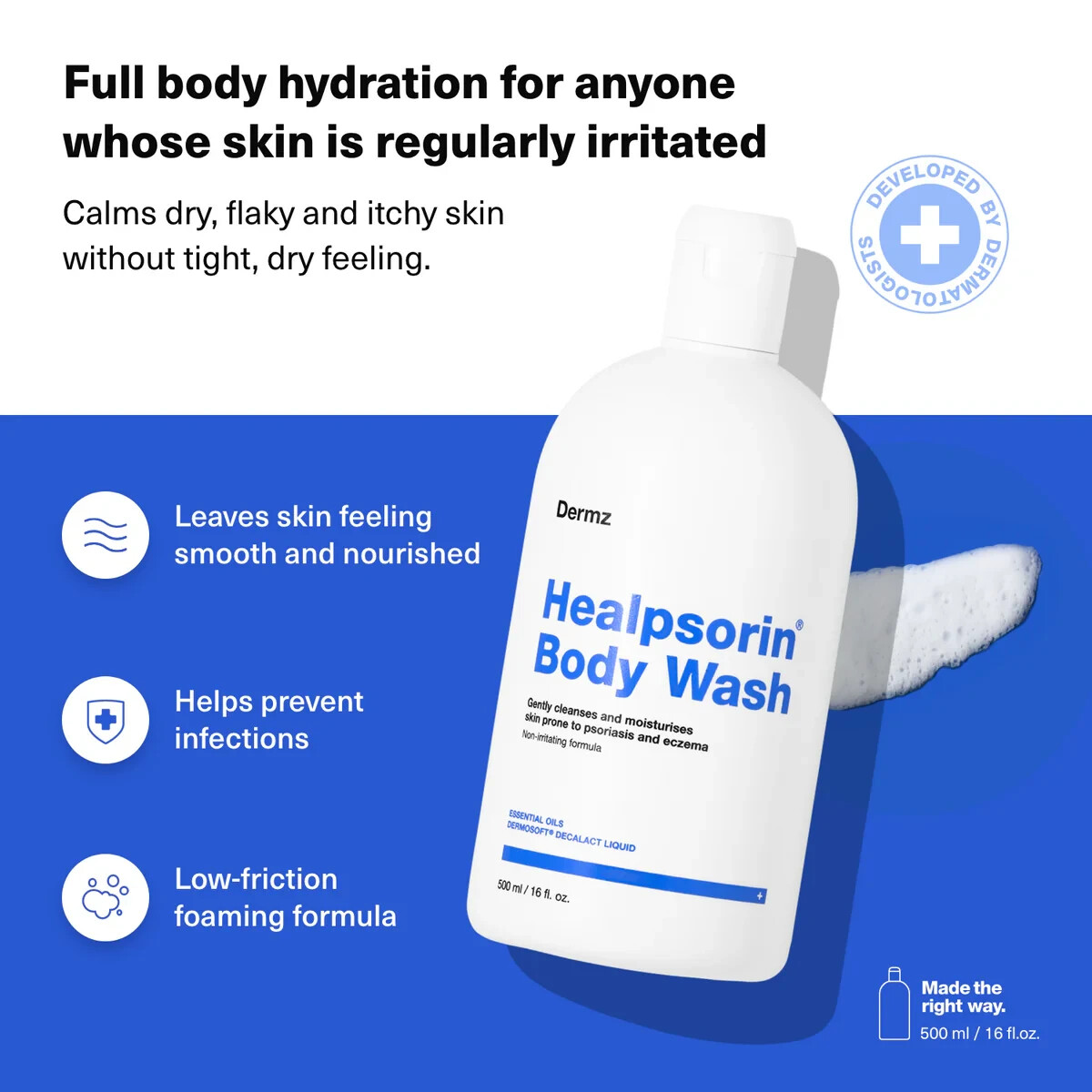 Dermz Healpsorin Body Wash for psoriasis and eczema 500 ml - Image 6