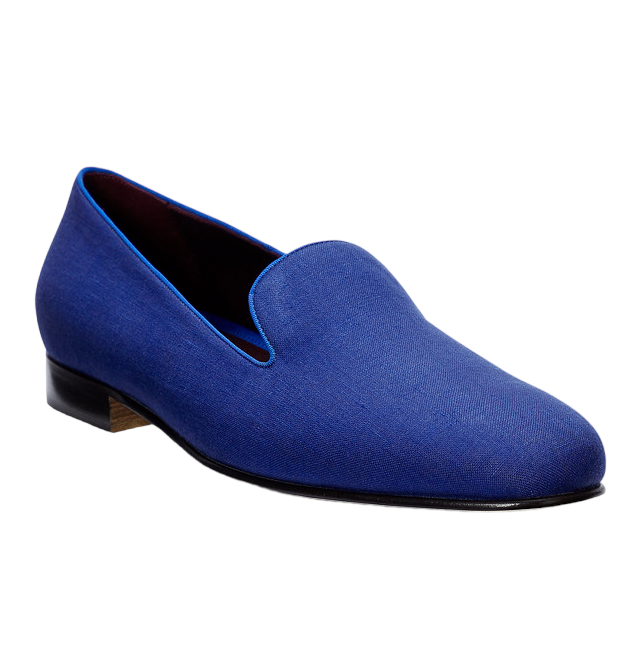 Ralph Lauren Purple Label Royal Blue Alonzo Linen Slippers  display picture 3