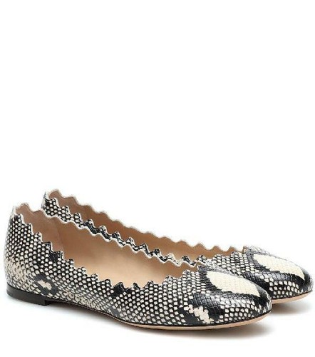 NIB Authentic Chloe Lauren Scalloped Snake Print Ballerina Flat 35.5 - Picture 9 of 12