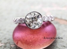 2.95CT Round Cut Real Moissanite Engagement Wedding Ring 14K White Gold Over