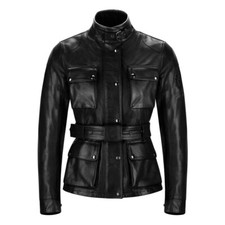 Belstaff Womens Leather Jacket Trialmaster Pro W Black Uk16 It48 Rrp £1100