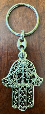  Hand of Fatima Silver Plated Khomsa Key Ring Pendant (Bin: A)