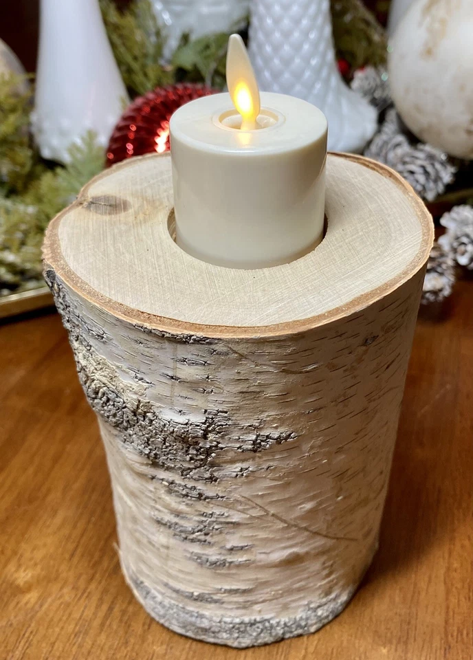 Candelabros de abedul (juego de 3), velas no incluidas boda Navidad Foto 4 de 4