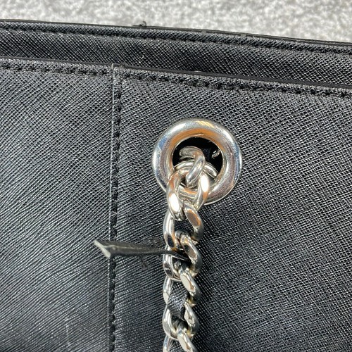 Calvin Klein Women's Black Leather Chain Strap Double Handle Shoulder Bag - Picture 11 of 12