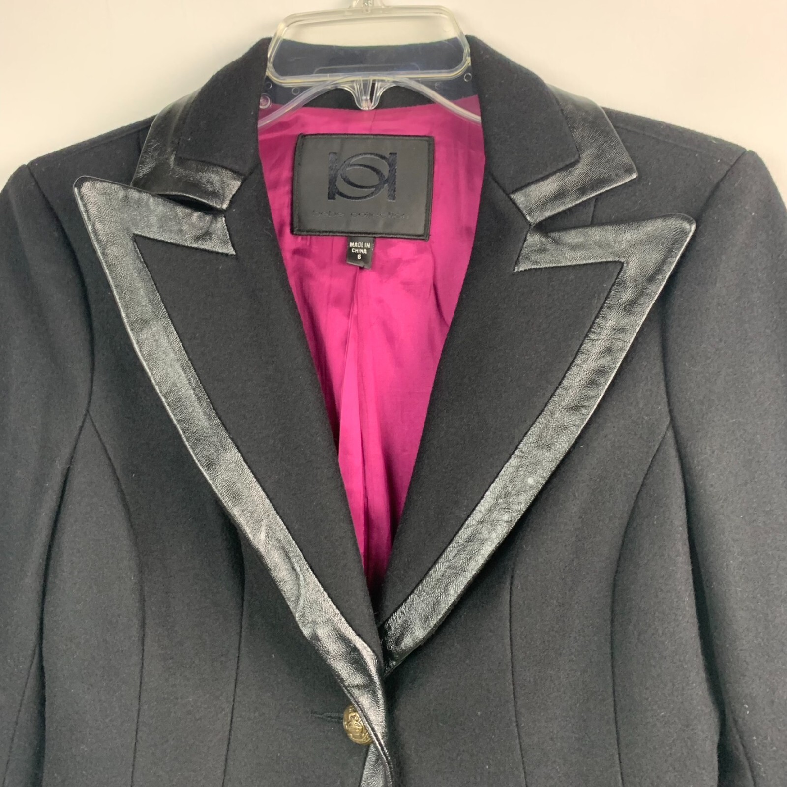 Bebe Collection Jacket Black Collared Buttons Poc… - image 4