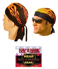 Hav-A-Hank FRONT FLAMES FITTED Tied Bandana Do RAG Skull Cap HEAD WRAP Doo Du