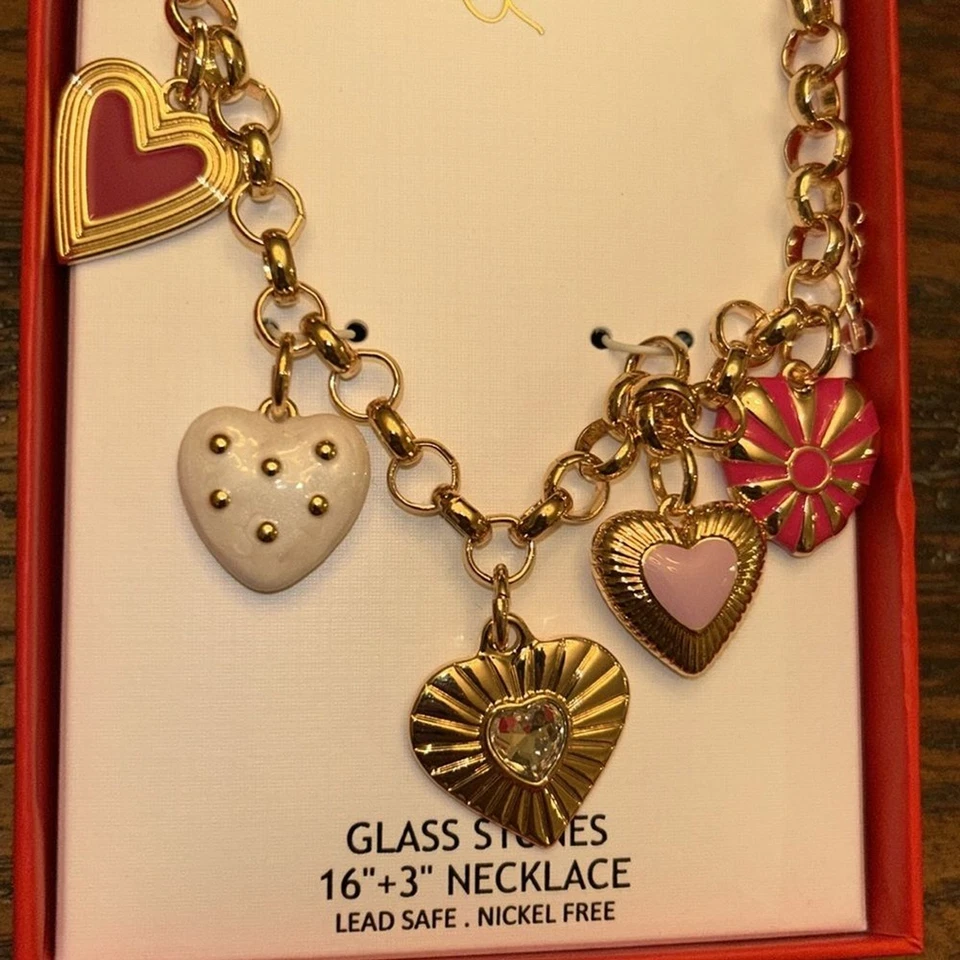 House Of Harlow 1960 Bohemian Heart Gold Chunky Abstract Heart Necklace NEW - Image 3 of 4