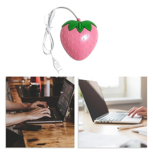 Cute Pink Strawberry Wired Mouse USB PC Computer Laptop✨s I8P7 D8M8 Q3P8 B5W8 - Picture 8 of 8