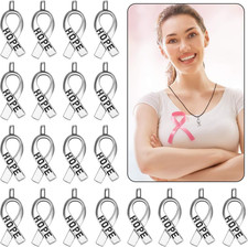 100 Pieces Breast Cancer Awareness Charms Hope Ribbon Pendant Silver Ribbon Pend