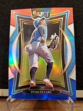 2025 Panini Select Red & Blue Prizm Starlyn Caba Rookie Miami Marlins LE #3/399