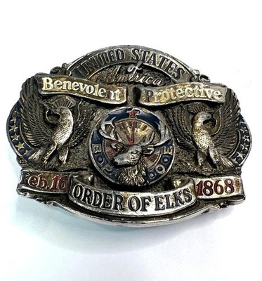 Benevolent Protective Order Of Elks Belt Buckle USA made vintage retro