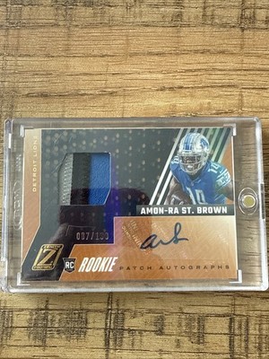 2021 Panini Zenith - Rookie Patch Autographs Amon-Ra St. Brown #111 /199