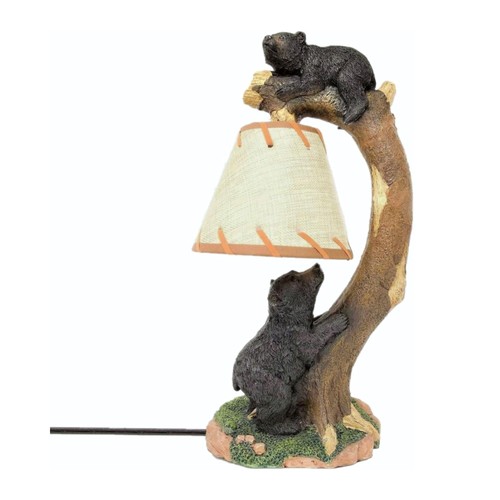 Tree Climbing Bears Table Lamp – Rustic Lodge & Cabin Wildlife Night Light - 第 1/8 張圖片