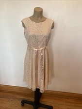 Tahari Arthur S. Levine size 8 pettie blush pink sleeveless ribbon belt dress