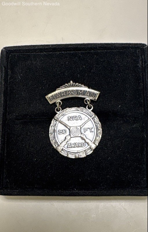 45mm Silver Marksman NRA 50 FT. Award Medal Brooch