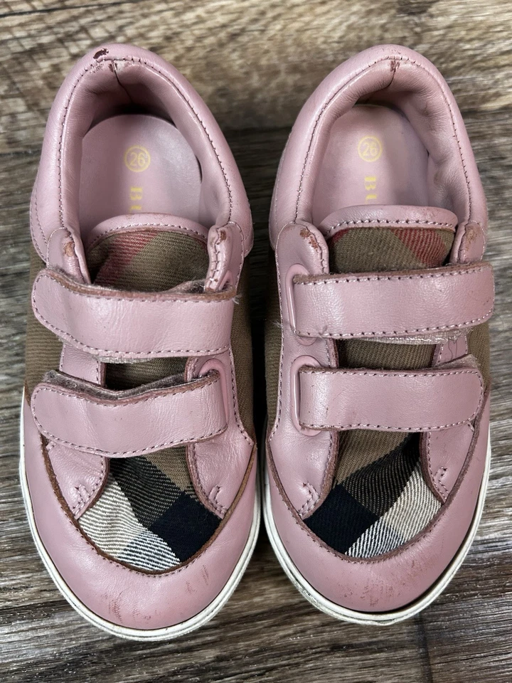 Zapatilla deportiva BURBERRY BABY para niños pequeños de lona de cuero rosa a cuadros EUR 26 US TALLA 9C Foto 2 de 4