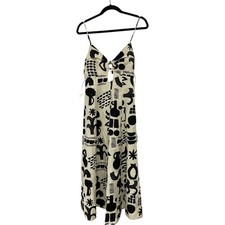 Zara Womens Printed Midi Dress Medium M White Black Thin Straps 3476/595 NWT