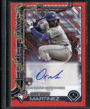 2025 Topps Holiday Orelvis Martinez Player Autographs Red Glitter Holiday #/10