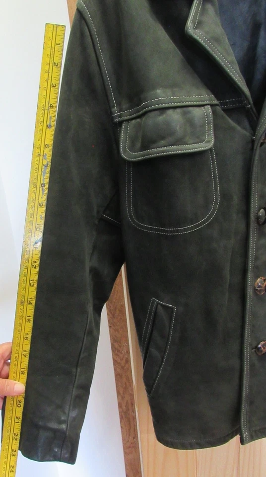 Chaqueta Schott Para Hombres 38 Cuero Cuatro Bolsillos Caza Campo Abrigo Hecho en EE. UU. Clásico Foto 4 de 4