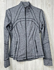 Lululemon Define Jacket Black Heather Vented Zip Pockets Size 8 Thumbhole Cuffs