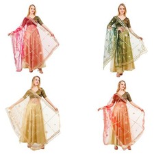 Way2Like Women Net Dupatta with Gota Patti Scarves Traditional Chunni Scarf Wrap