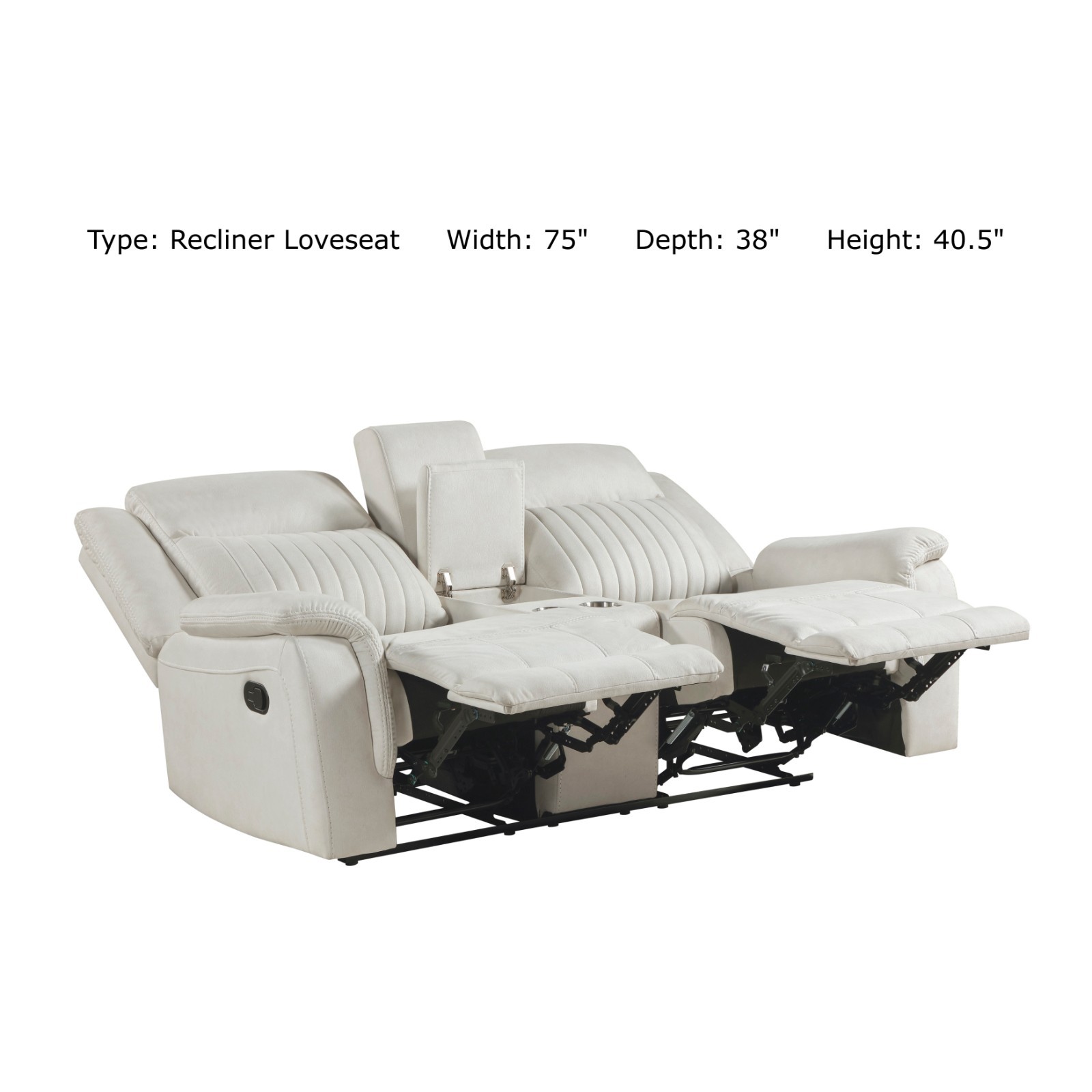 NEW Beige White 2PC Sofa and Loveseat Recliner Set Leather Air Living Room