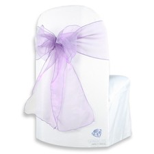 100 pcs Organza Chair Cover Bow Sash 108"x8" - Purple - Wedding Party ym