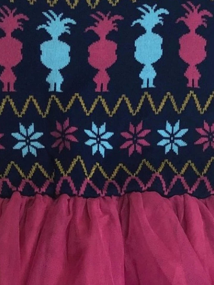 Vestido de amapola tejido azul y rosa Troll Movie Girls con falda de tul grande 10-12 Foto 2 de 2