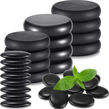 20 Pieces Hot Stones for Massage Set Black Smooth Basalt Rocks Massage Stones Ba