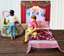 Vintage Fisher Price  Loving Family Christmas Bedroom/Nursery, Dolls, Cradle