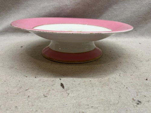 Vintage cake stand Dish pink with flowers - Picture 5 of 6