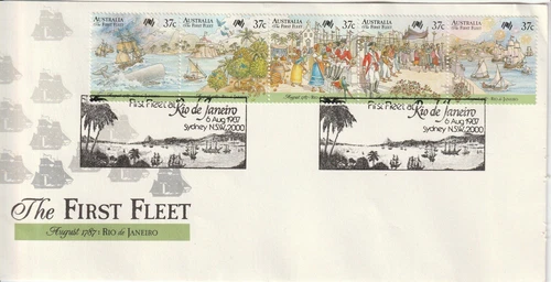 1987 FDC AUSTRALIA 1787 FIRST FLEET RIO DE JANEIRO SYDNEY NSW 2000 COMBO