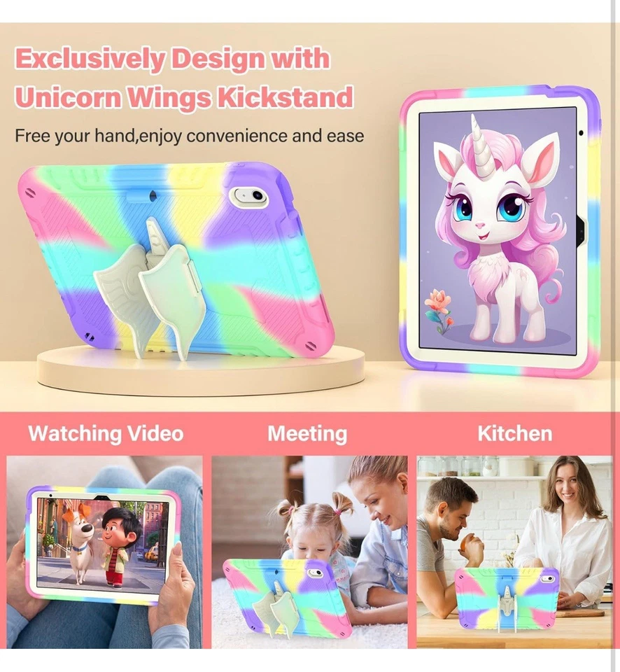 iPad Case for 10th/11th Gen 10.9/11 with Unicorn Stand Includes Tempered Glass - Image 4 of 4