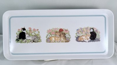 Pimpernel Melamine Tray  Garden Cats  Vintage 1980 s-1990 s Made In The USA