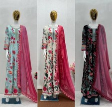 Designer Anarkali Gown Dress with Dupatta  Embroidered Sequin Party Wear Outfit