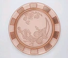 Sharon Cabbage Rose Depression Glass Pink Cake Stand Plate Federal Glass 1930s