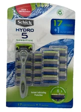 Schick Hydro 5 Sensitive 1 Razor Blades Handle Refill Cartridges 17 CARTRIDGES.