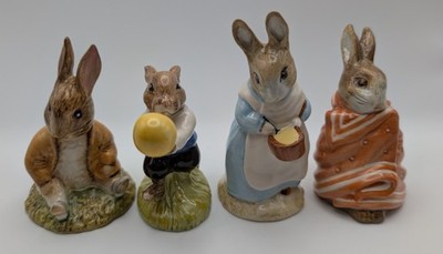 Beatrix Potter & Bunnykins 4-teiliges Set: Benjamin Bunny, Poorly Peter, Mrs Rabbit usw.
