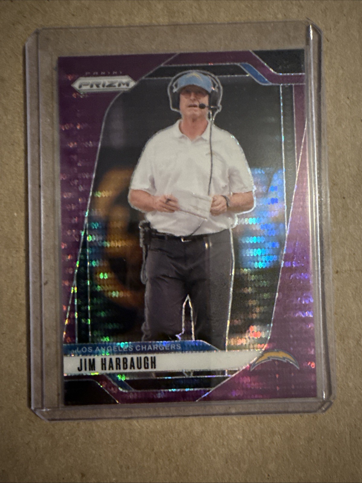 2024 Panini Prizm Jim Harbaugh #163 Purple Pulsar Prizm