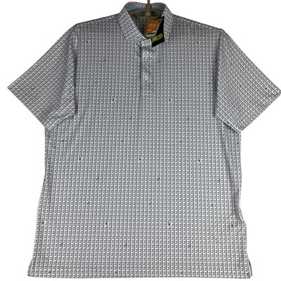 Puma Golf Polo Shirt Mens Large (L) Blue White Dog Print UPF 40 NWT