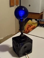 Antique Light Bulb Blue NALCO Vintage Table Lamp Original Label Rare