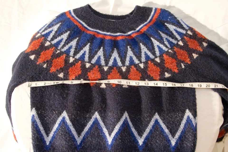 Разные Anthropologie пушистый Fair Isle свитер Nordic воздушный шар рукав темно-синий S - Изображение 4 из 4