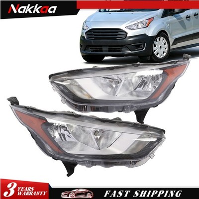 For 2019-2023 Ford Transit Connect Black Halogen Headlight w/Bulb LH& RH Pair