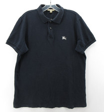 Burberry Brit Polo Shirt Men Medium Blue Golf Equestrian Knight Pique Pullover