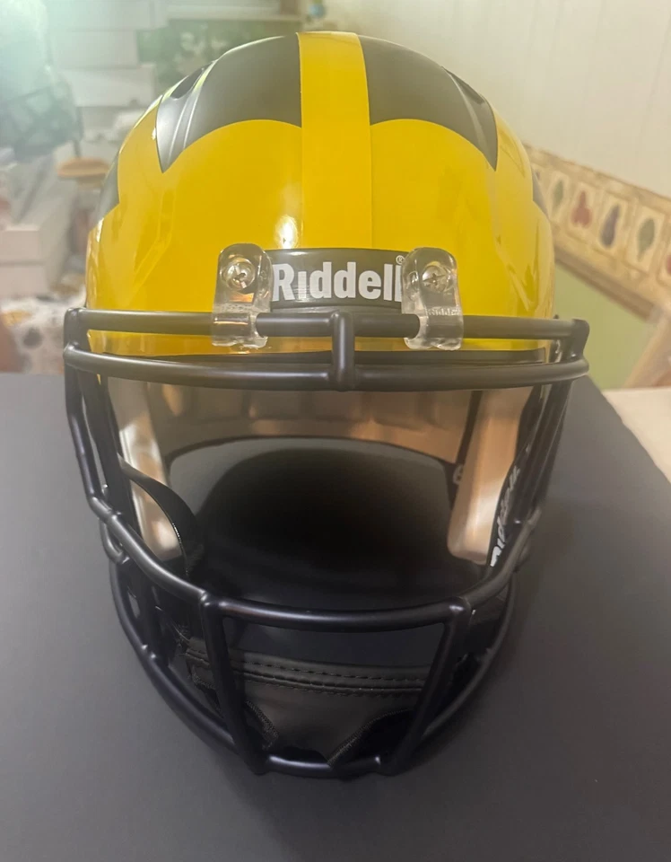 Michigan Wolverines BRYCE UNDERWOOD Signed Riddell Full Size Replica Helmet JSA - Image 3 of 4