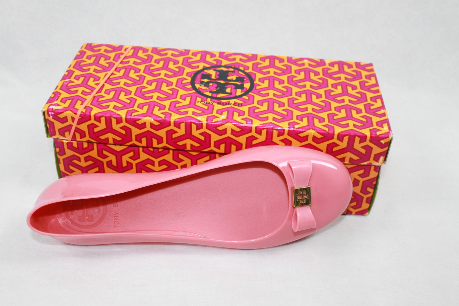 AUTH Tory Burch Damens Pink Jelly Flat Schuhes AUTH Tory Burch Damens Pink Jelly Flat Schuhes