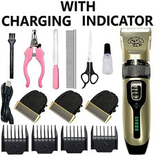 Dog Cat Pet Grooming Kit Rechargeable Cordless Electric Hair Clipper Trimmer Set