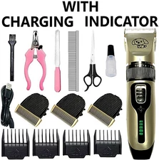 Dog Cat Pet Grooming Kit Rechargeable Cordless Electric Hair Clipper Trimmer Set