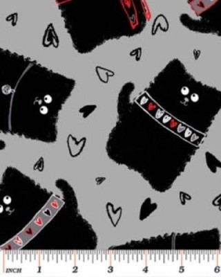Fat Quarter Smudgy Cat Grau Feline Baumwolle Quilten Nähen Stoff 