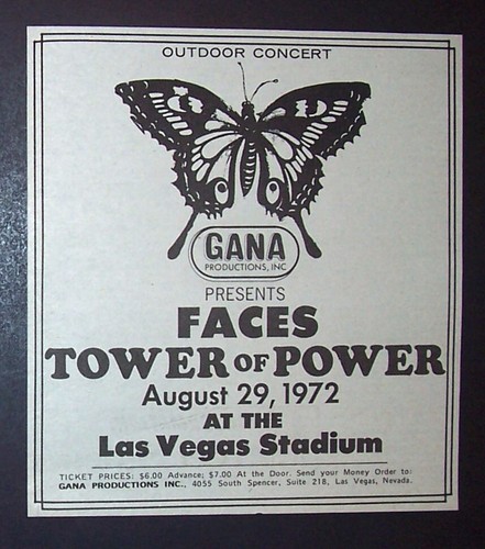 Rod Stewart (Faces), Tower Of Power Las Vegas Stadium 1972 Small Concert Ad